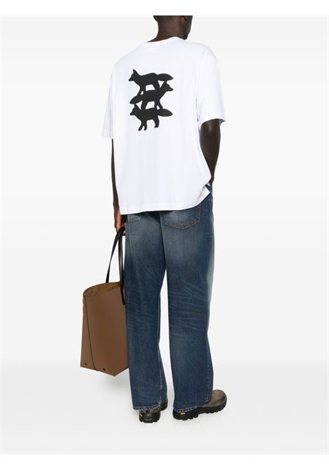 t-shirt stint fox uomo bianca MAISON KITSUNÉ | PM00103KJ0119P100